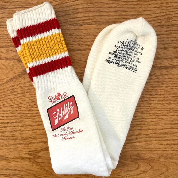 Vintage 70s Schlitz Beer Athletic Tube Socks Deadstock Large 10-13 - Picture 2 of 5